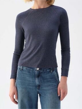 AMO Lovely Rib Tee Long Sleeve Shirt Neptune✨NWT Sz Small